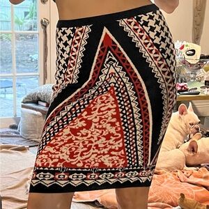 Jealous Tomato Red and White Knit Pencil Skirt like new read below